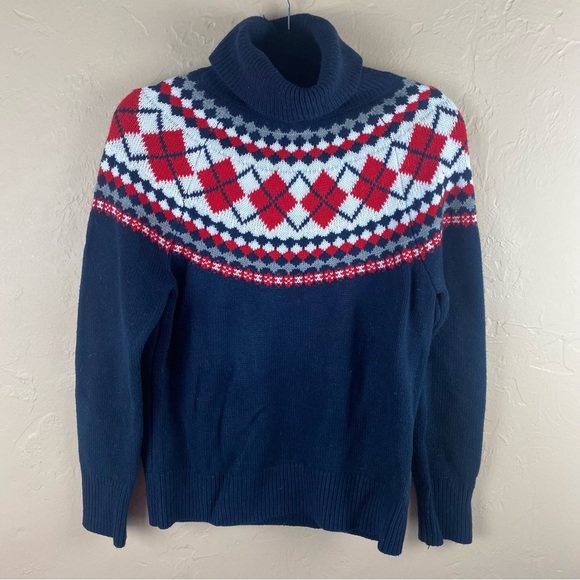 Tommy Hilfiger Navy and Red Argyle Sweater - Picture 2 of 9